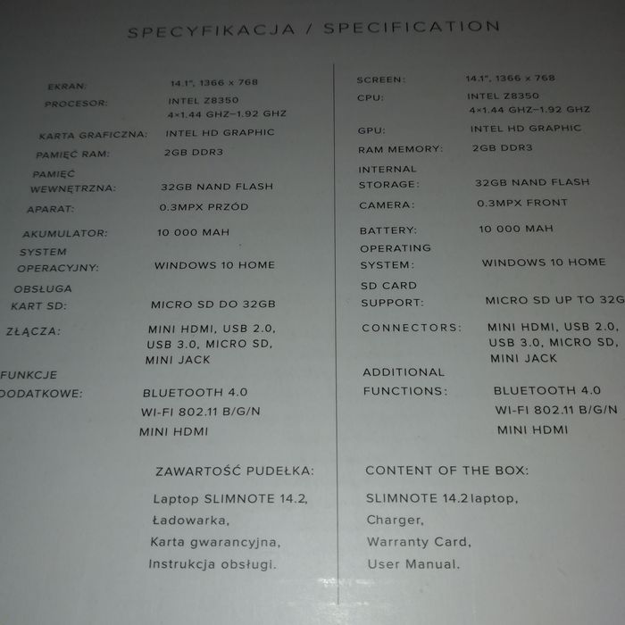 Laptop Kiano Slim Note 14.2 Silver + Akcesoria!!