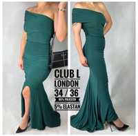 Club L London suknia wieczorowa XS S 34 36 butelkowa zieleń sukienka