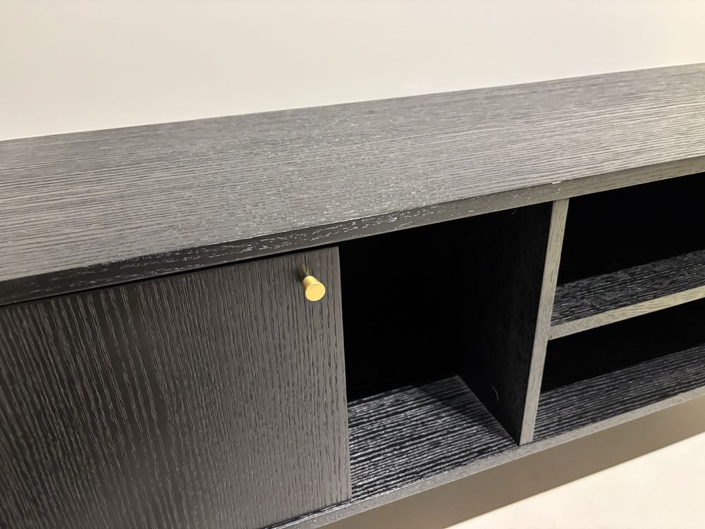 Komplet komoda szafka RTV czarne 160 cm i 120 cm