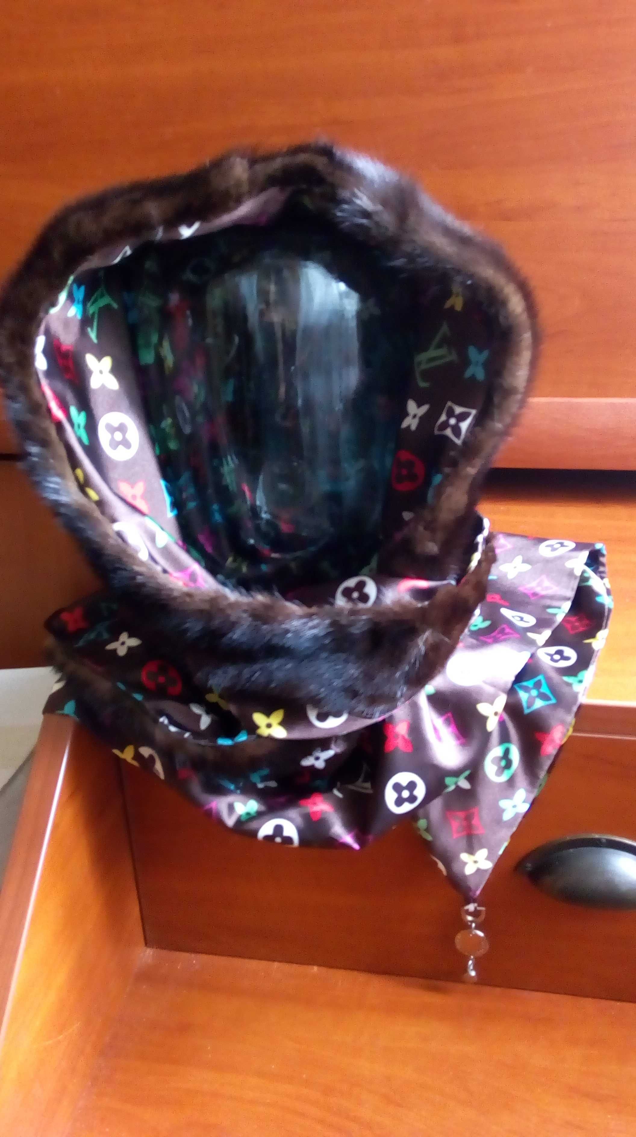 Меховый капор платок капюшон норка