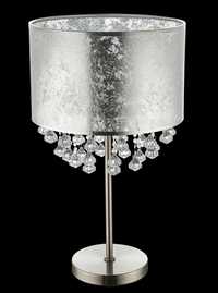 Lampa stołowa kryształki glamour srebrna nocna lampka AMY duża