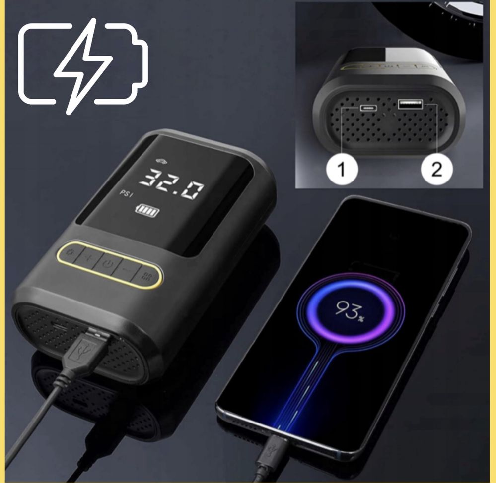 Kompresor akumulatorowy 10 BAR elektryczna pompka 4000 MAH POWERBANK