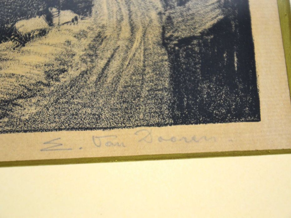 Rycina "Sneeuw" Edmond van Dooren Belgia lata 20te rama 60/47cm