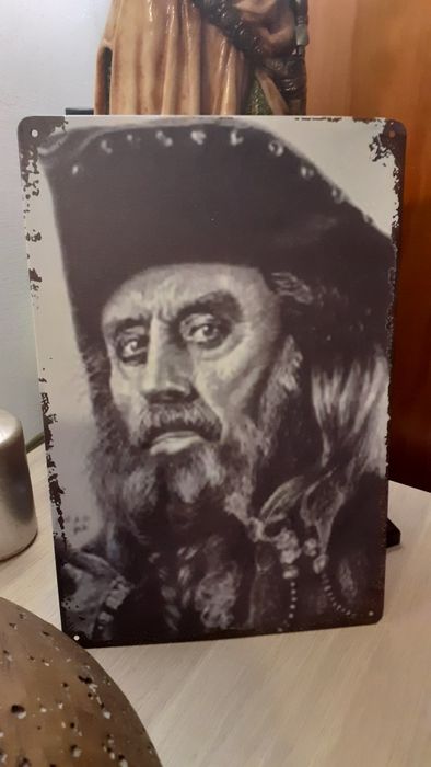 Pirata Barba Negra Retrato em chapa metal Vintage Cavaleiro