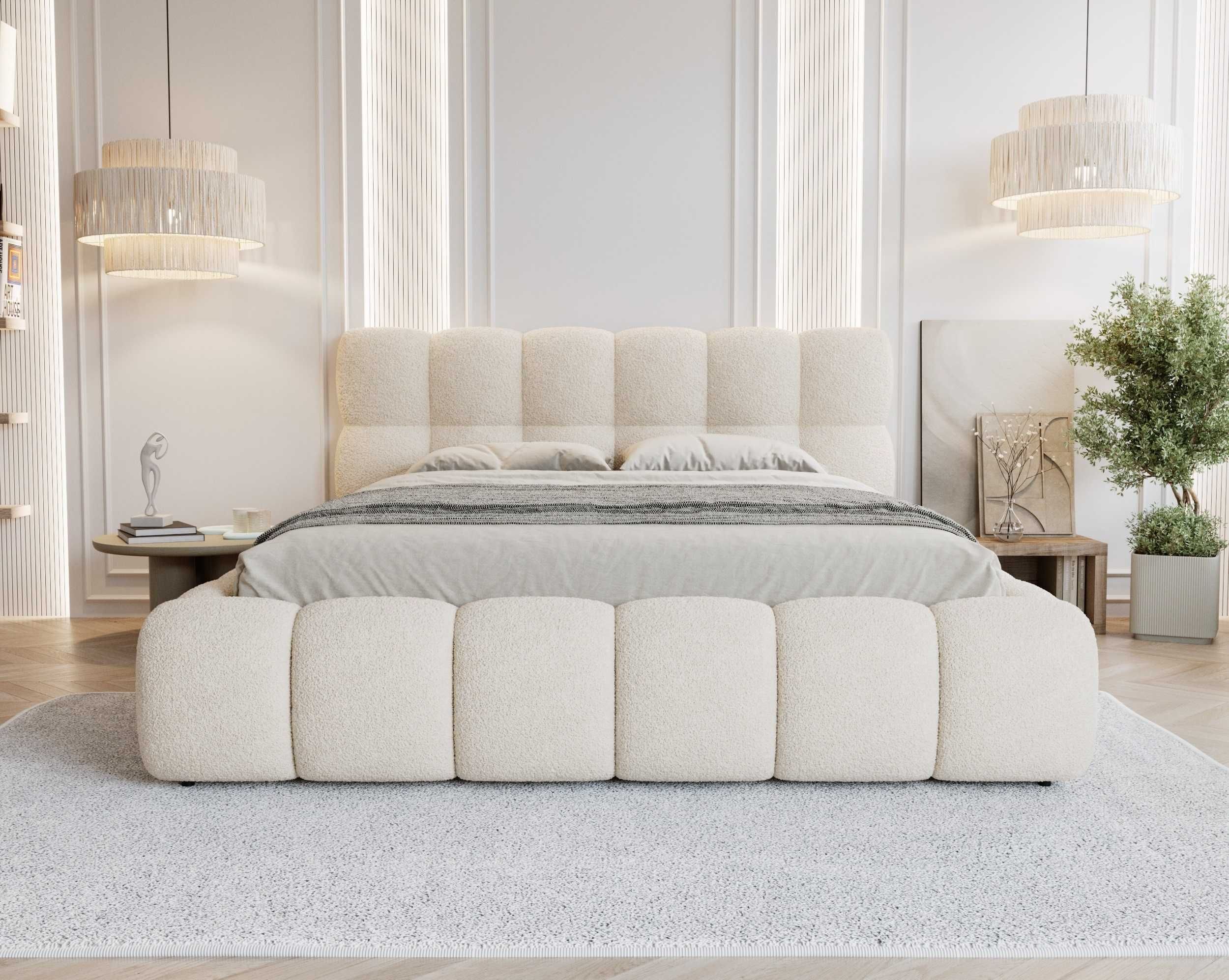 Łóżko tapicerowane COCO 180X200 z pojemnikiem podwójne  boucle