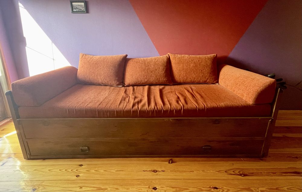 Kanapa sofa łóżko rokladane brw indniana dąb pojemnik na pościel