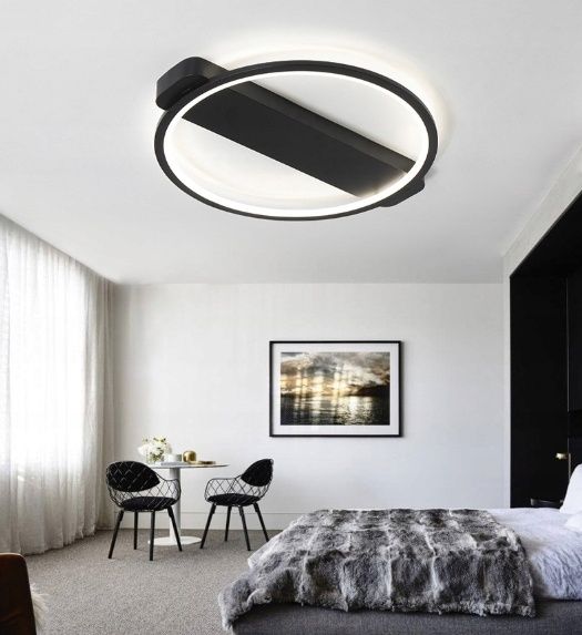 czarna lampa sufitowa ring PLAFON okrąg 42cm LED 23W