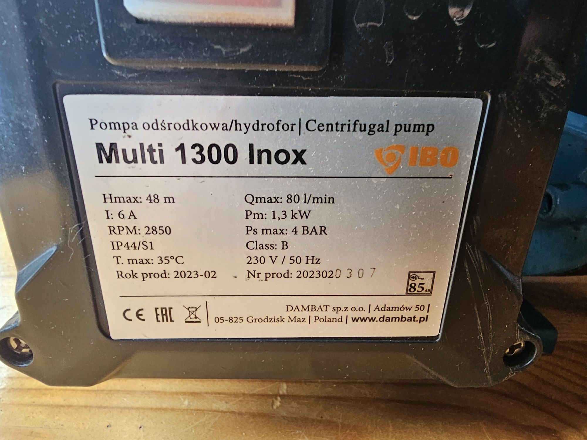 IBO pompa odśrodkowa samossąca, hydrofor Multi 1300 inox