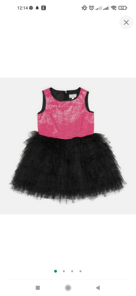Дитяче фатинове плаття платье сукня 128 см Фуксія з чорним