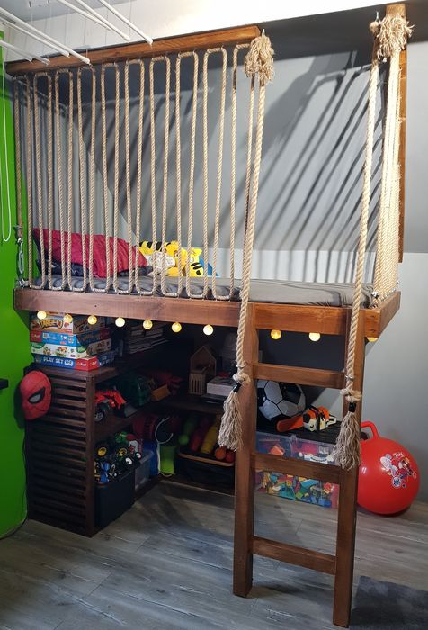 Łóżeczko Dziecięce Na Antresoli Podwieszane Piętrowe DIY Liny 160x80