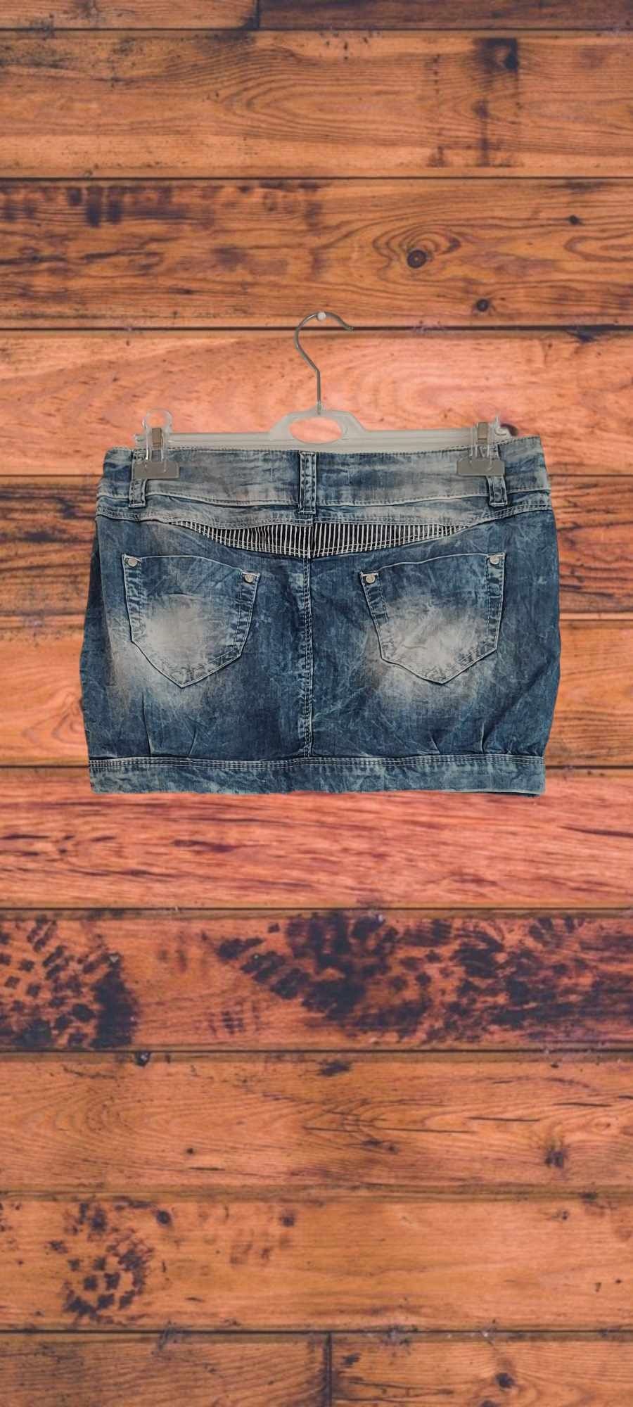 Nowa spódnica jeansowa mini wycierana Y2K rozmiar S