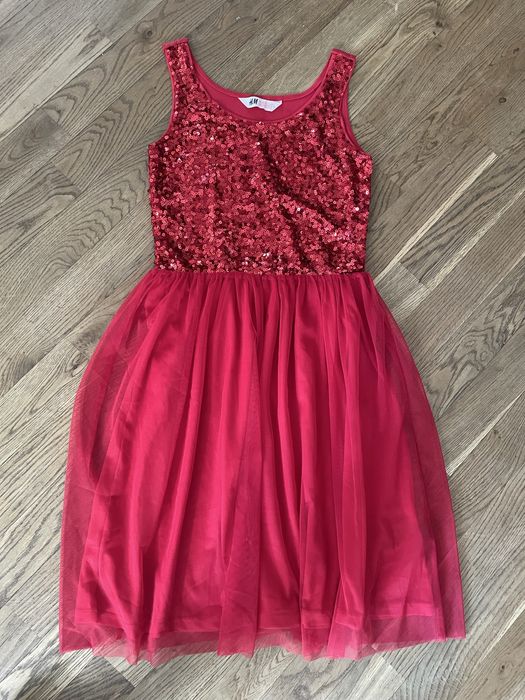 Sukienka h&m czerwona tiulowa świąteczna 158 - 164
