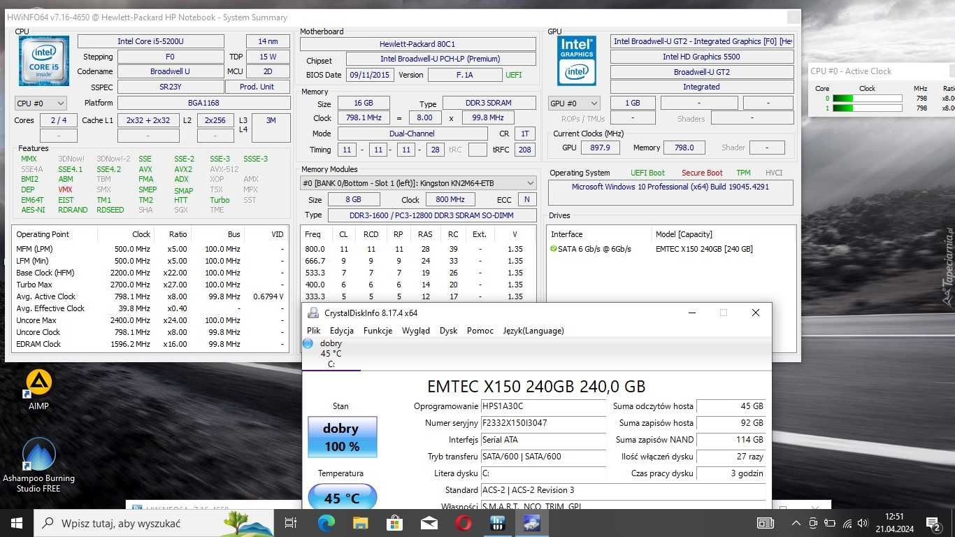 Mocny HP 15-AC-Intel i5-5200U/16GbDDR/SSD/NowaBateria
