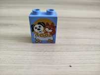 Klocki Lego Duplo 1x2 wysoki, 4066 - kot i pies, kolor niebieski