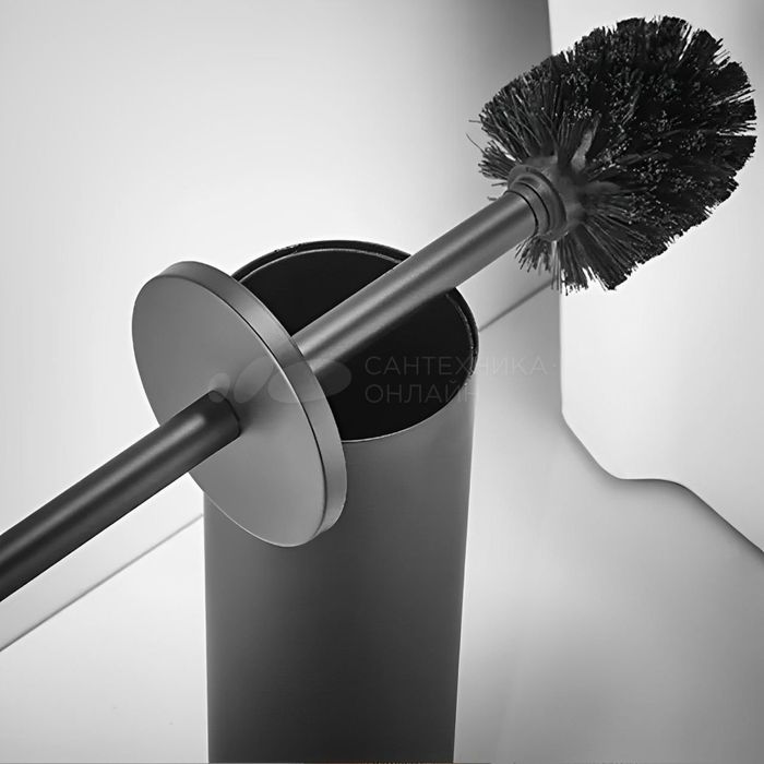 Wisząca szczotka do WC z pojemnikiem czarny mat stal nierdzewna