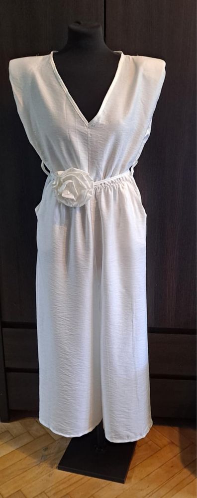 Kombinezon damski elegancki biały komunia chrzciny wesele XS,S,M,L