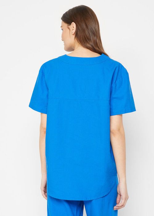 B.P.C lniana bluzka tunikowa niebieska ^40