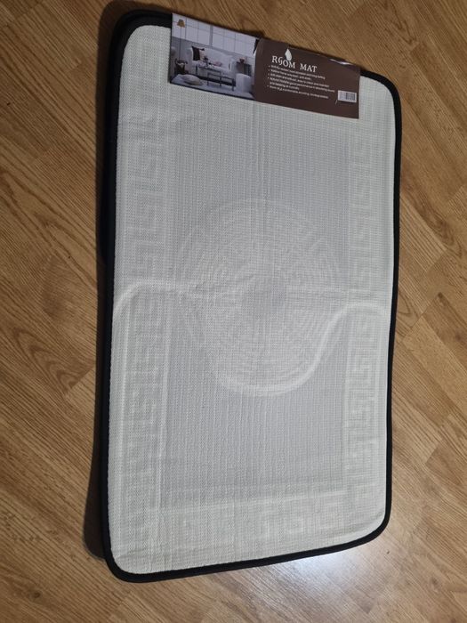 Chodnik dywanik łazienkowy 2 szt czarny welur grecki