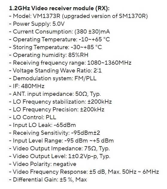 VM1373R ver1.3  (SM1370R) модуль приймач відео 1.2G 1.3G