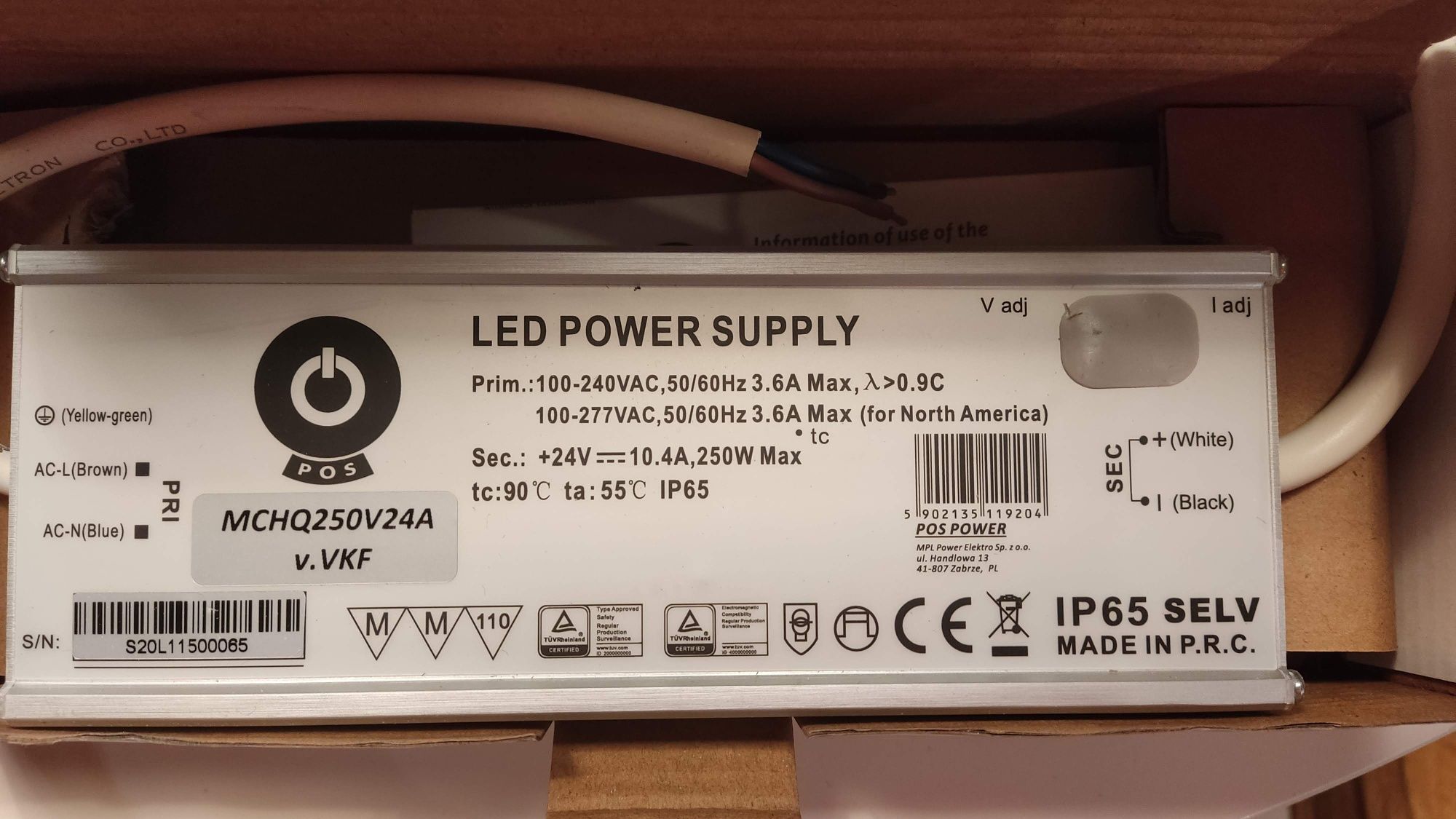 Zasilacz LED 24v 250W IP65