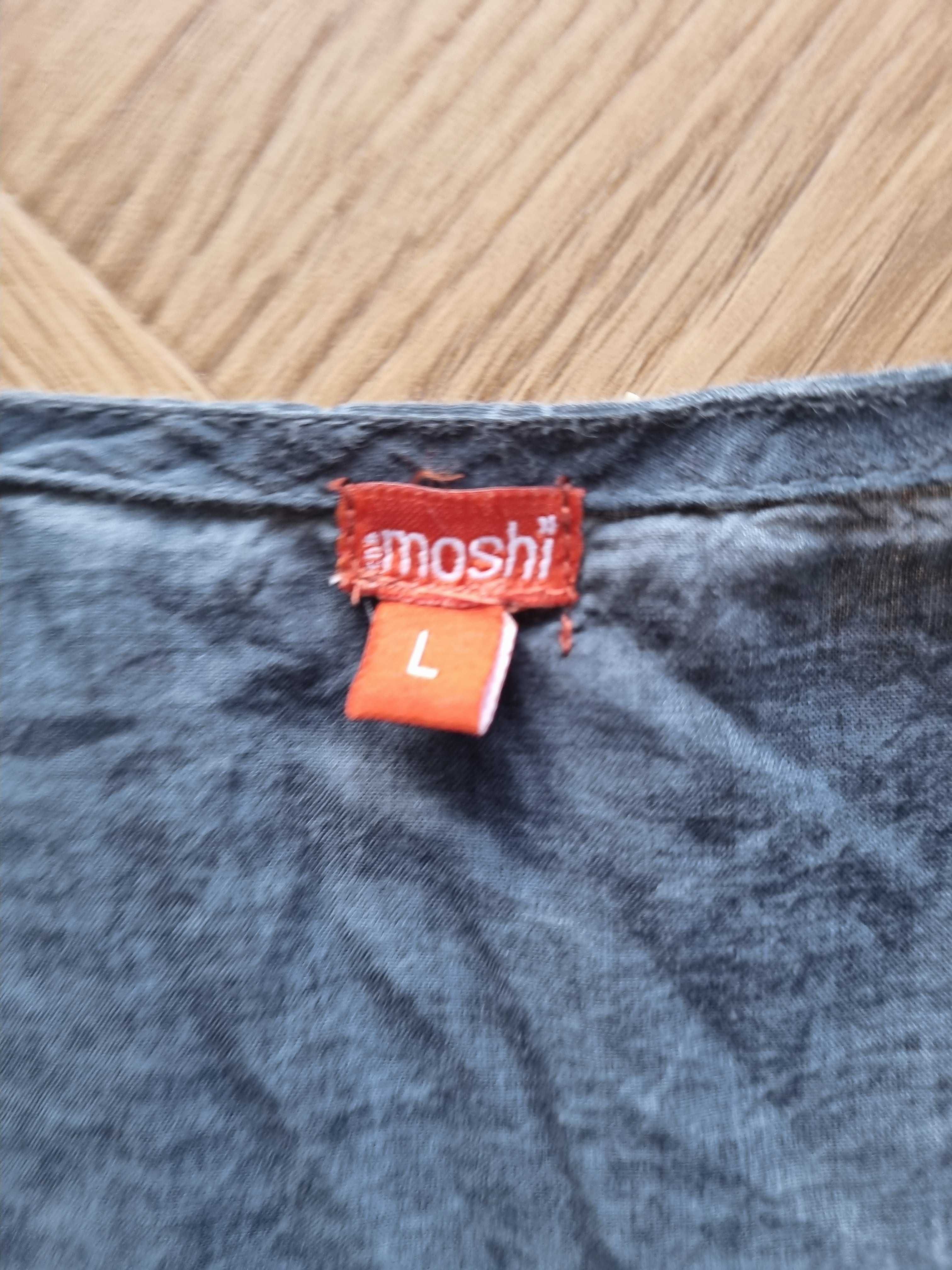 Granatowa bluzka rękaw 3/4 Moshi XL oversize tunika długa bluzka