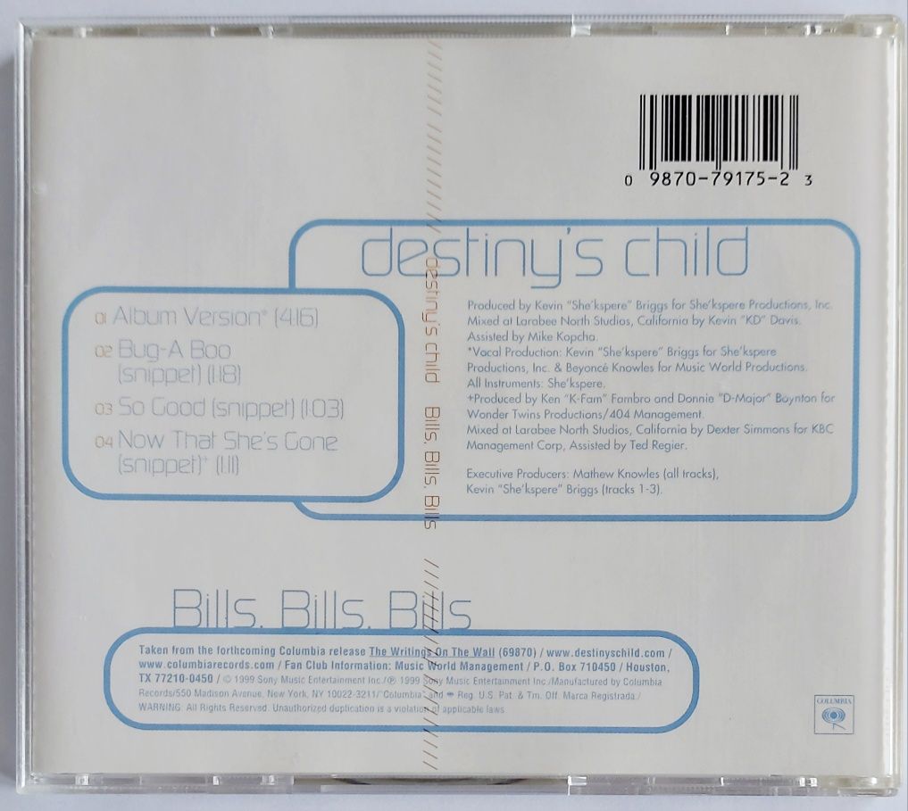 Destiny's Child Bills Bills Bills 1999r