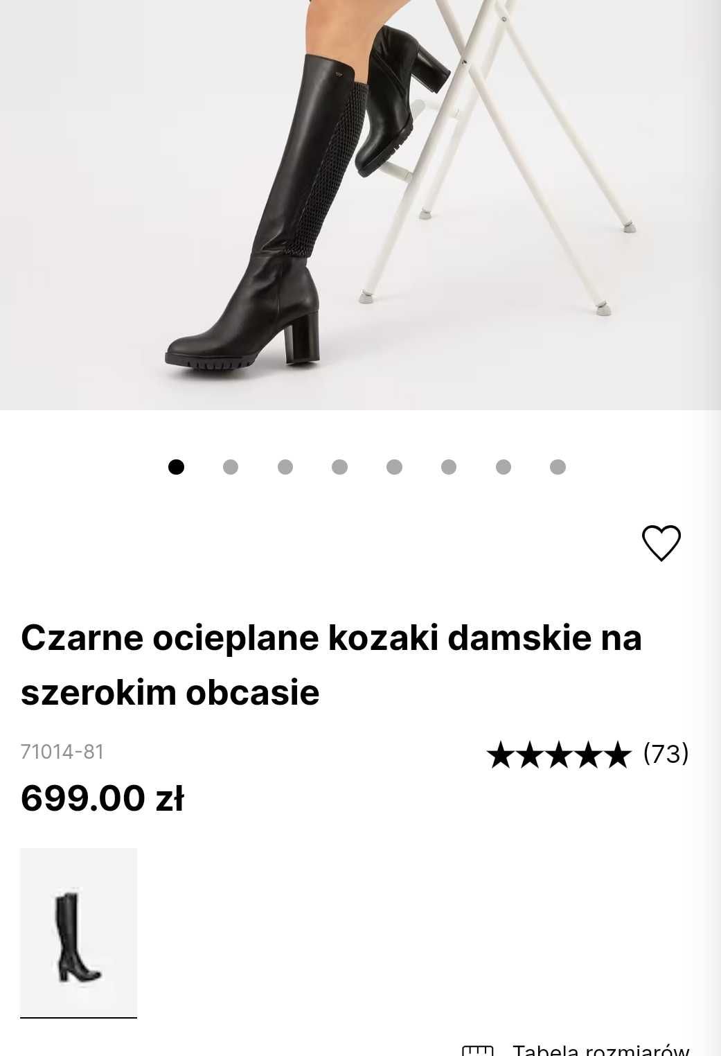 Skórzane kozaki Wojas na szerokim obcasie