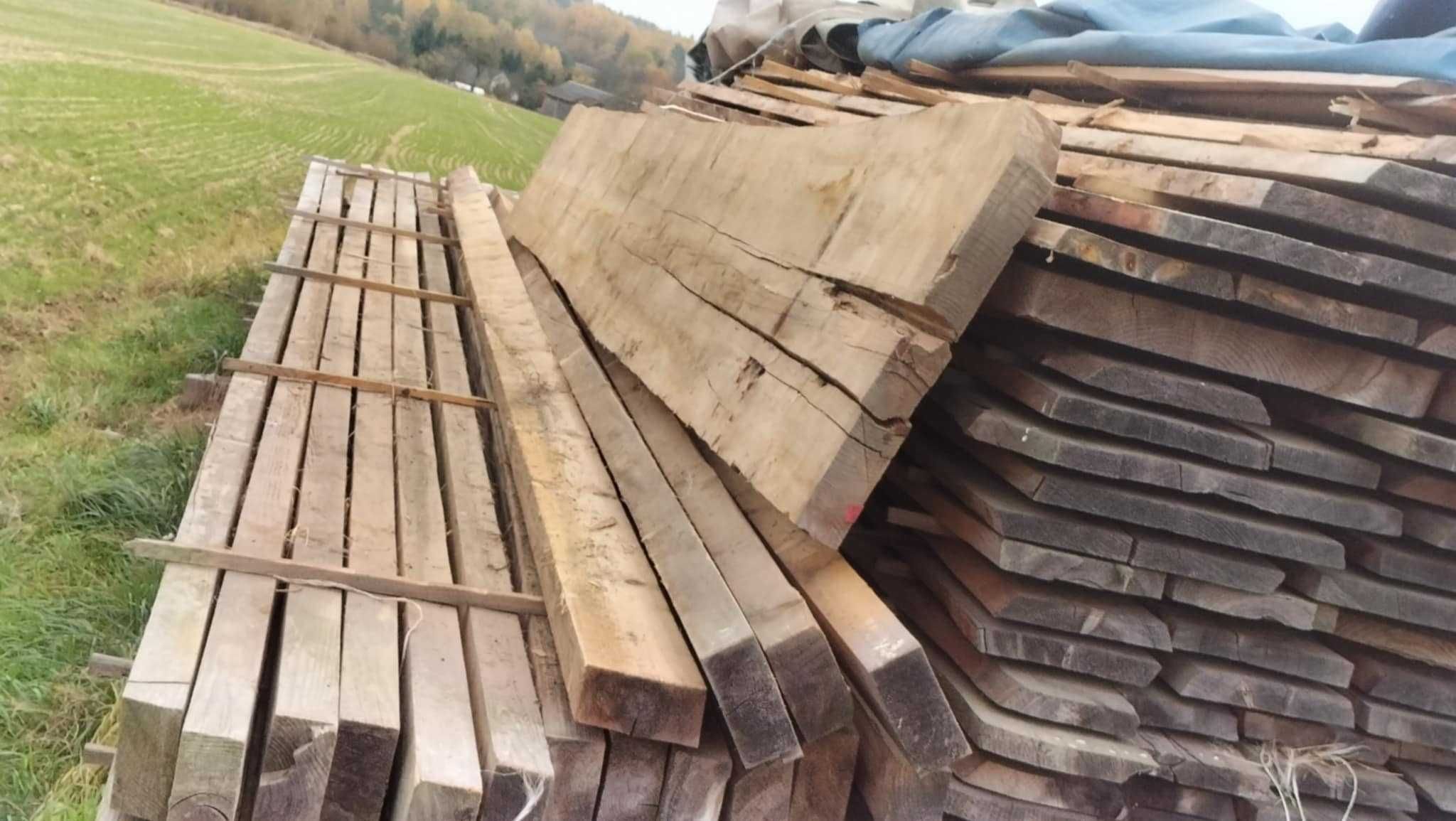 Więźba dachowa, tarcica, krokwie 16 na 8  jodłowe oraz deski i płatew