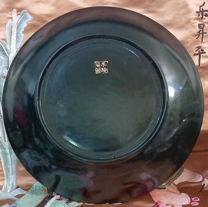 Disponível, Antiga e grande placa Porcelana Chinesa, Família Negra,