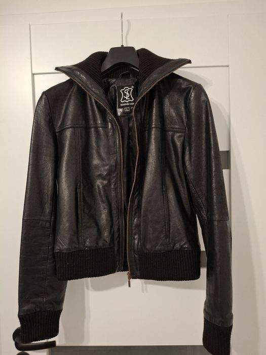 Czarna klasyczna kurtka skórzana ramoneska skóra Suisleder r. M/L