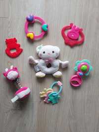 Zabawki sensoryczne niemowlęce grzechotki gryzaki przytulanka klucze