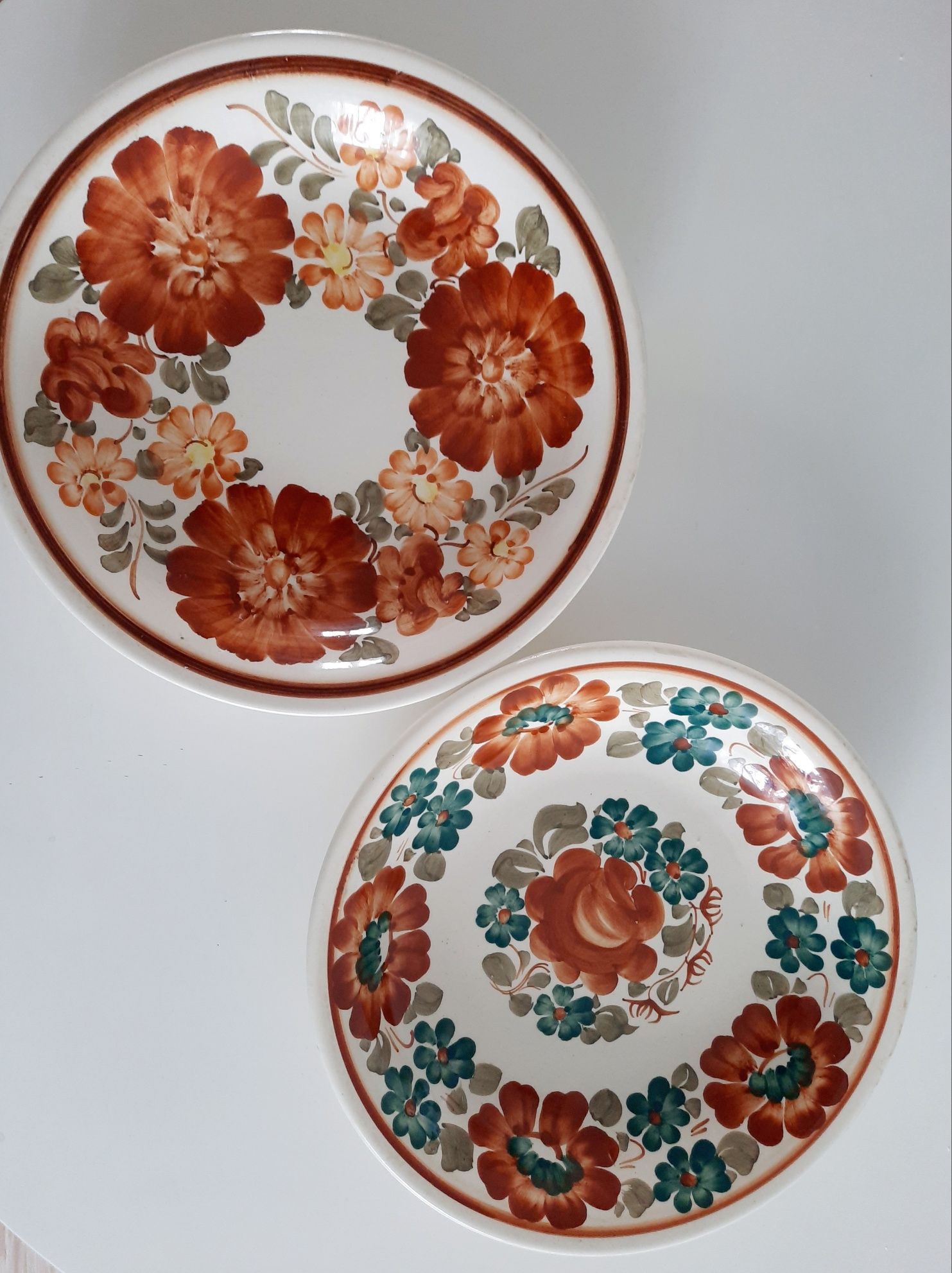 2 talerze włocławek fajans ręcznie malowane talerz głęboki kwiaty