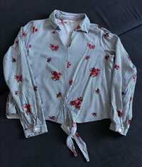 Bluzka koszulowa w paski i kwiatki