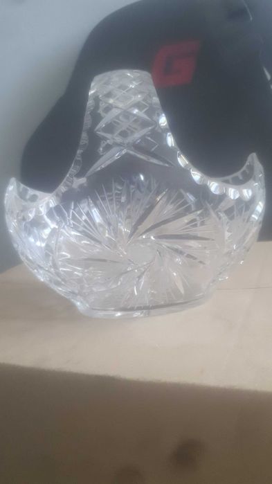 Krysztalowy koszyk z ładnym szlifem prl. Vintage, krysztal, szklo,