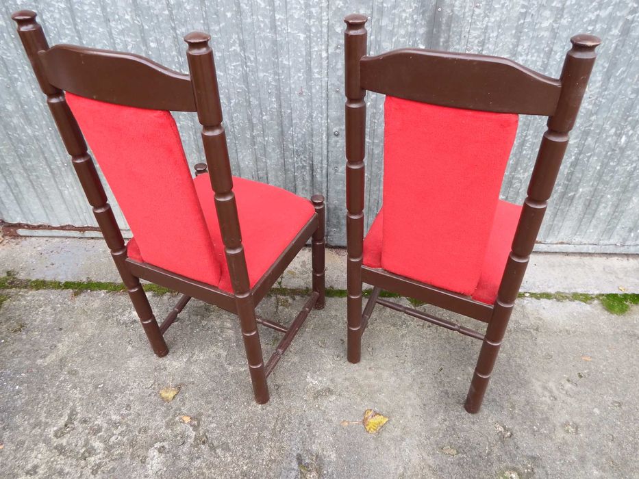 KRZESŁO tapicerowane PRL / drewno bukowe / stan BDB / 2 sztuki komplet