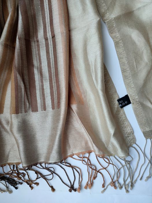 Шелковый бандана палантин-шарф шаль в полоску, 100% шелк.