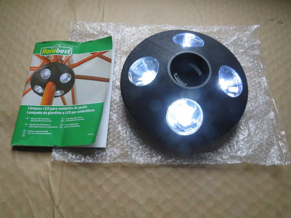 Lâmpada LED para guarda-sol de jardim. FLORABEST UL2410. NOVO! 10€!