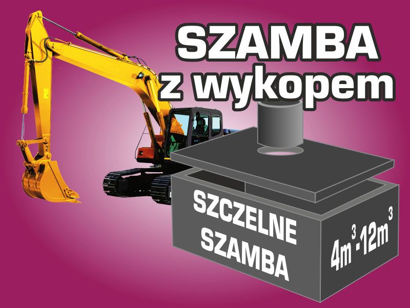 Szamba betonowe zbiorniki na szambo z KOPARKĄ WYKOPEM KOMPLEKSOWO