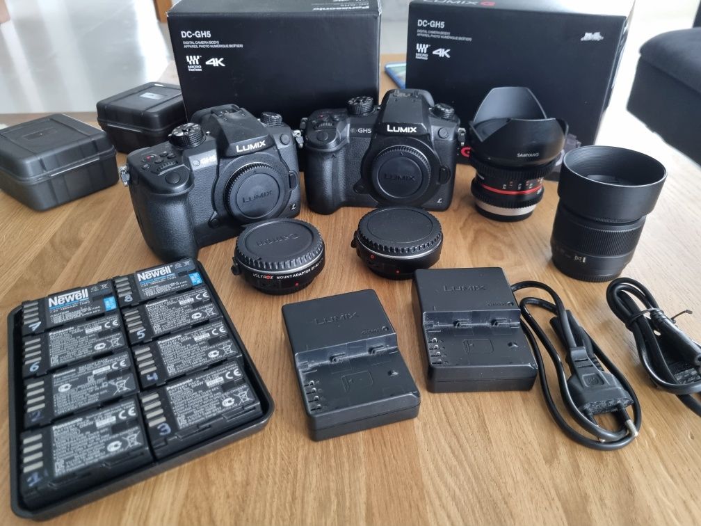 2x GH5 + 2x Viltrox ef-m2 Samyang 12mm, Lumix 25mm 1.7 ZESTAW