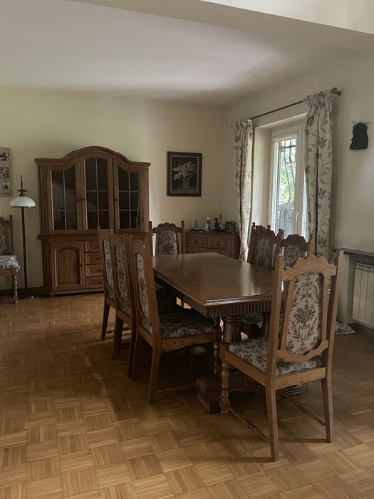 Komplet zestaw drewnianych dębowych mebli lity dąb