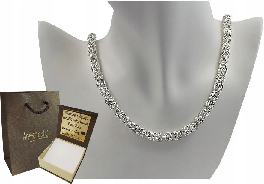 Srebrny Łańcuszek Splot Królewski 7,00 mm pr 925 Grawer Gratis