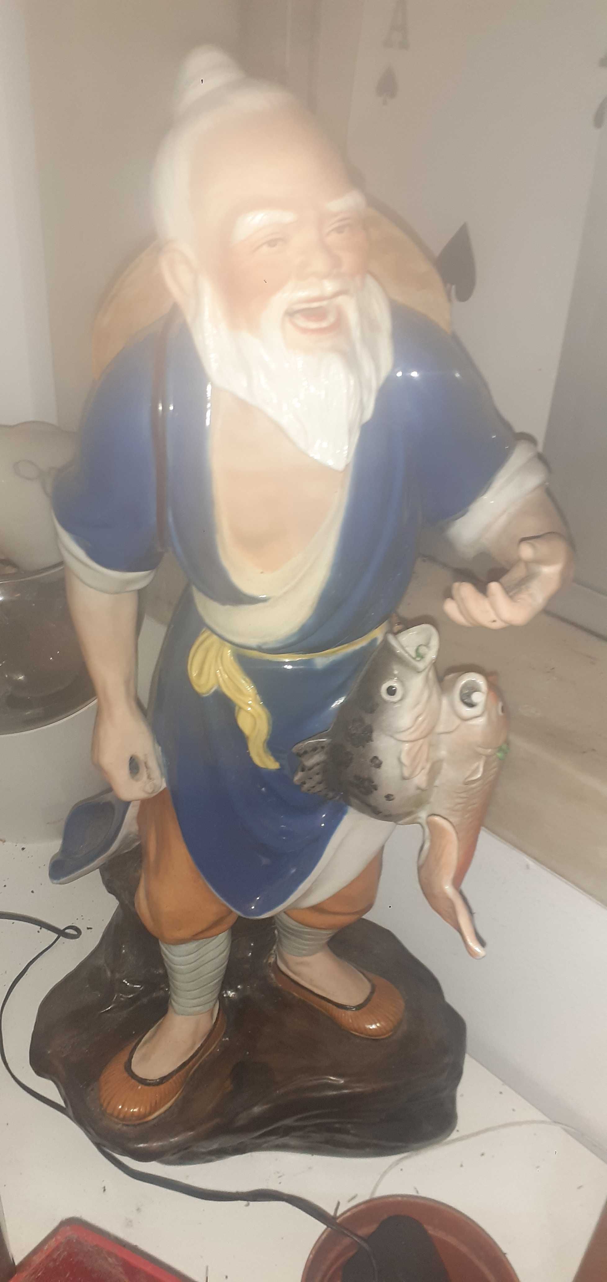 Porcelana ,figura pescador chines 31cm antiguidade