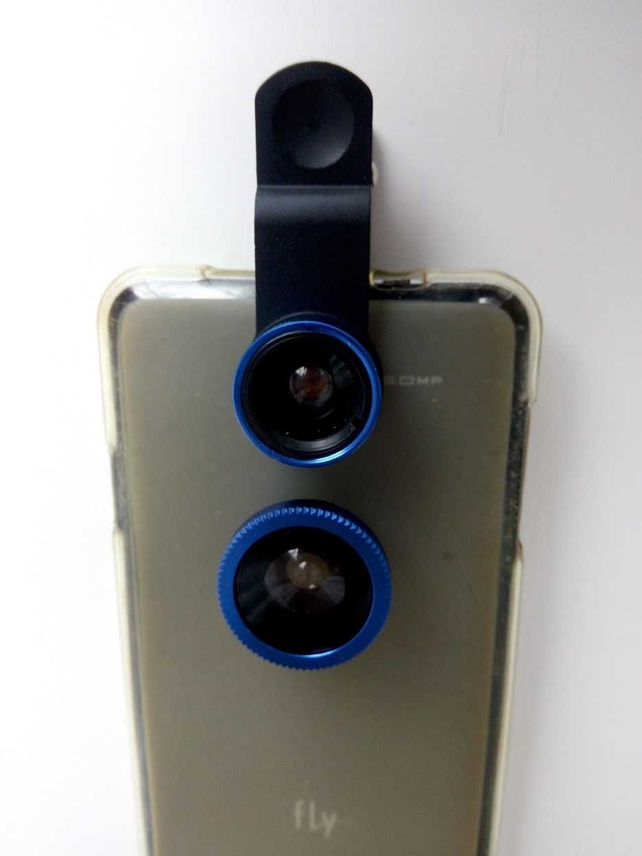 дополнительный объектив для камеры смартфона с зажимом 3 в 1
