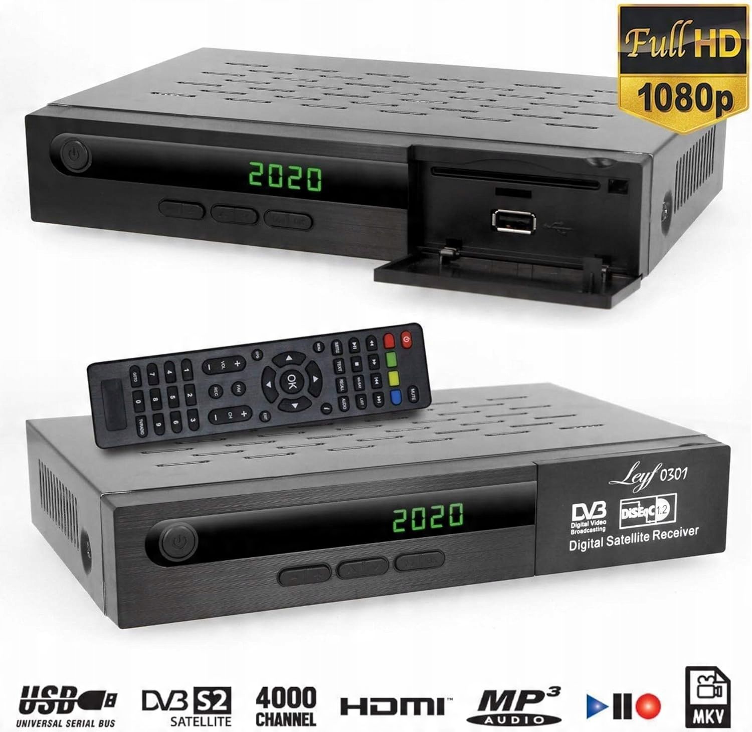 outlet tuner leyf leyf0301 dvb-s2 + kabel hdmi usb scart (euro)