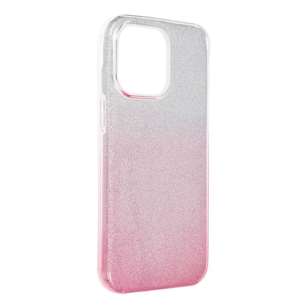 Etui Case Plecki Shining Brokat Iphone 15 Pro Max Srebrny/Róż + Szkło