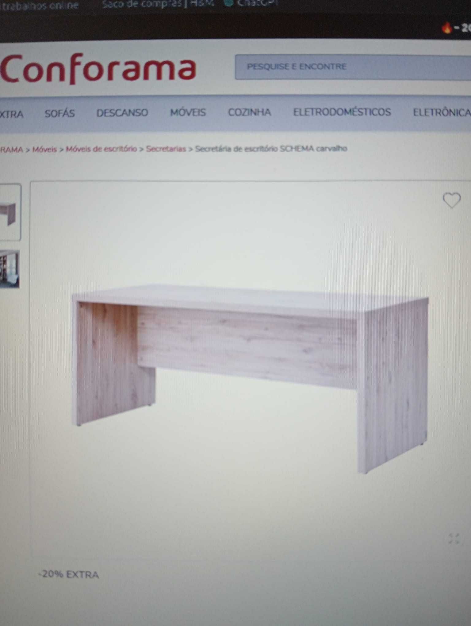 Secretária Conforama estrutura de madeira carvalho