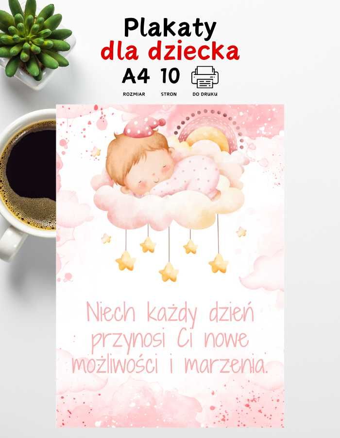 Plakaty dla dzieci chrzest urodziny roczek- dziewczynka