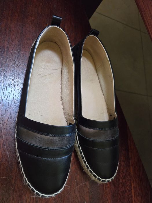 Buty czarne skórzane damskie espadryle rozmiar 40