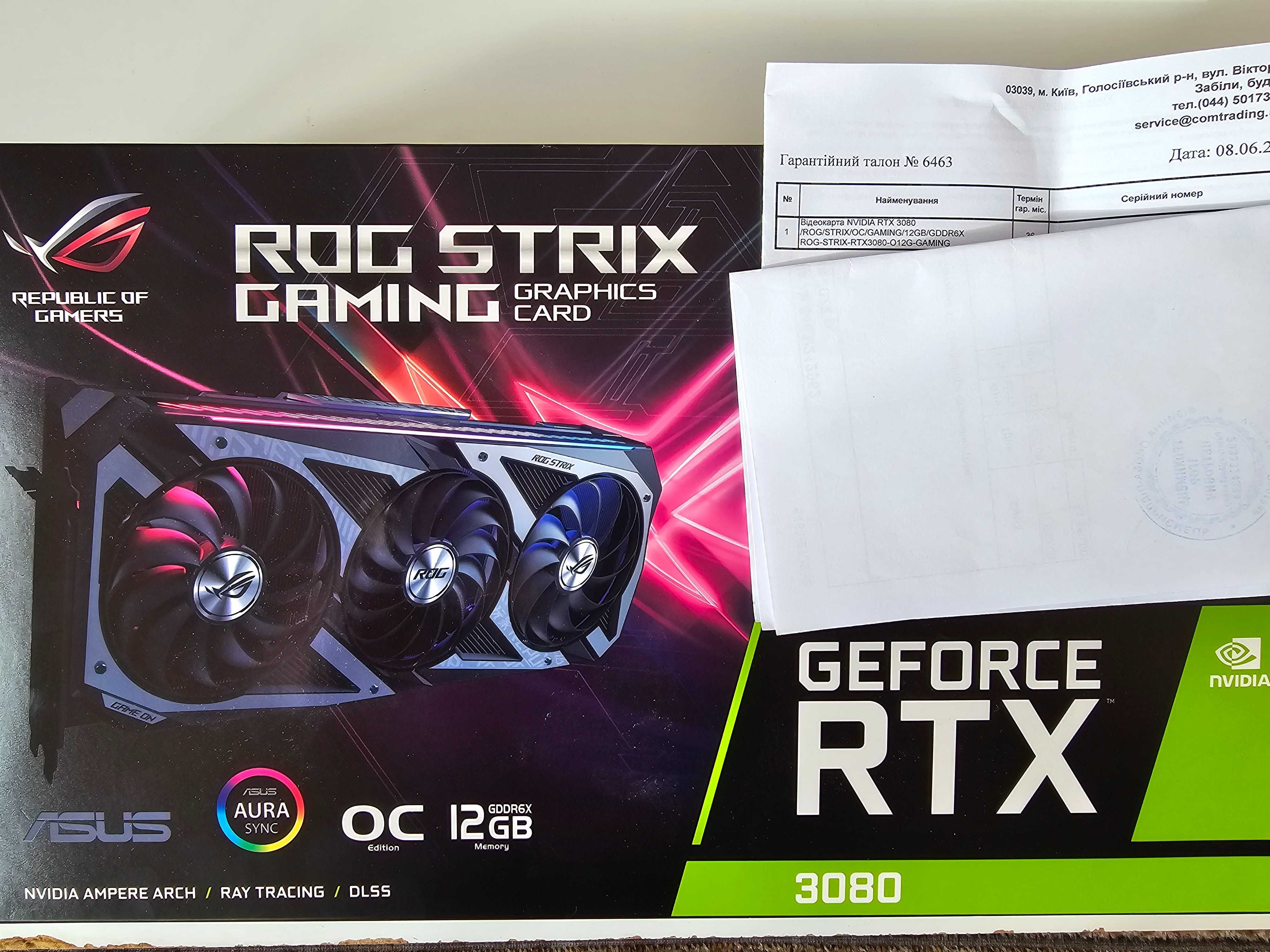 ASUS ROG Strix GeForce RTX 3080 OC Edition 12GB LHR на офиц гарантии