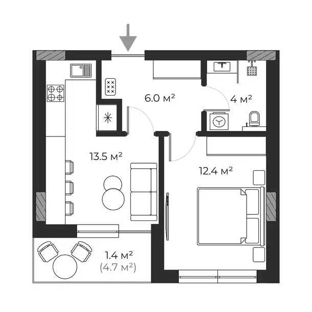 1-кімнатна квартира у SHERWOOD | Ужгород, новобудова - SW 9.12